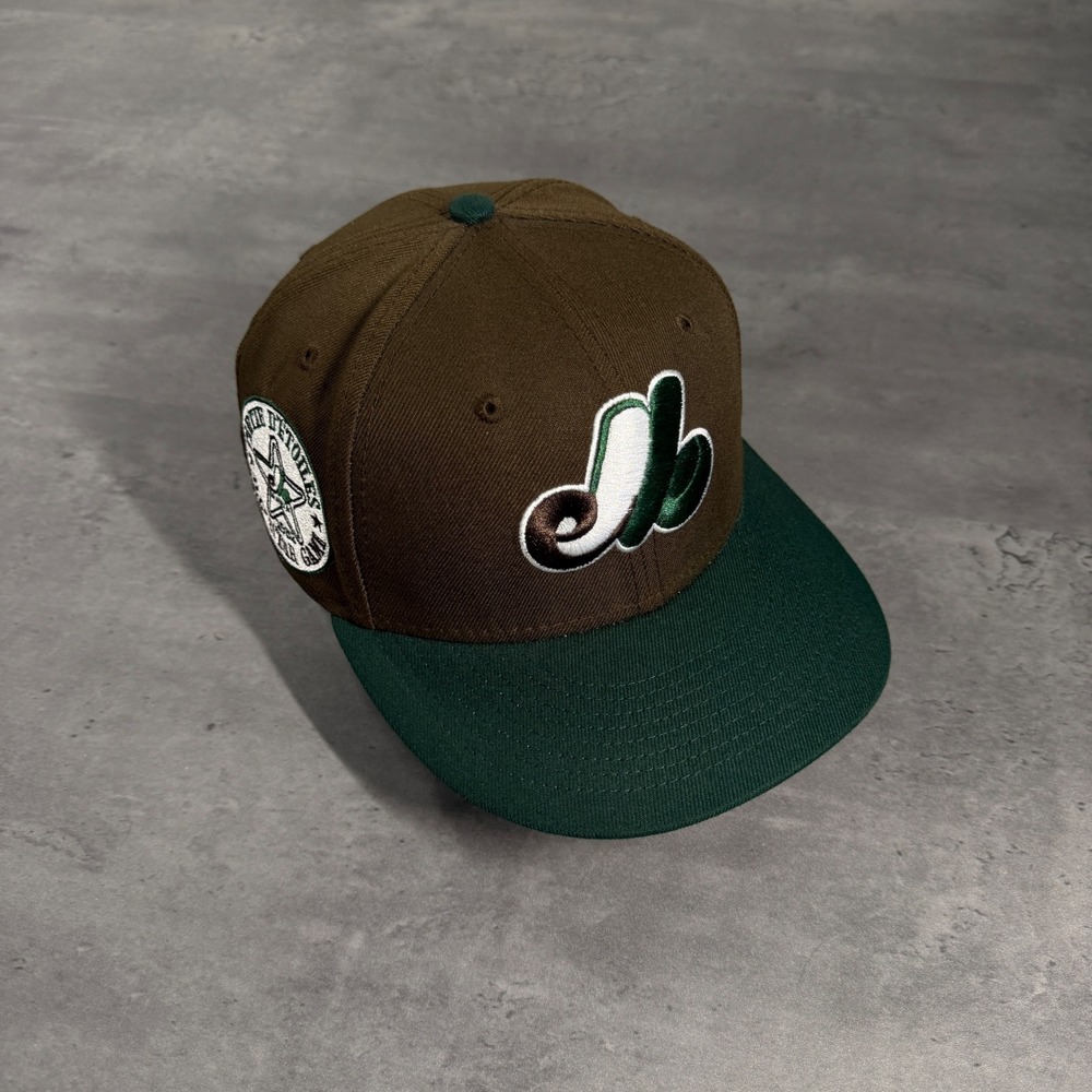Hat Club Montreal Expos New Era Cap 7 1/4 Chocolate‎ Brown Hunter Green Pink UV